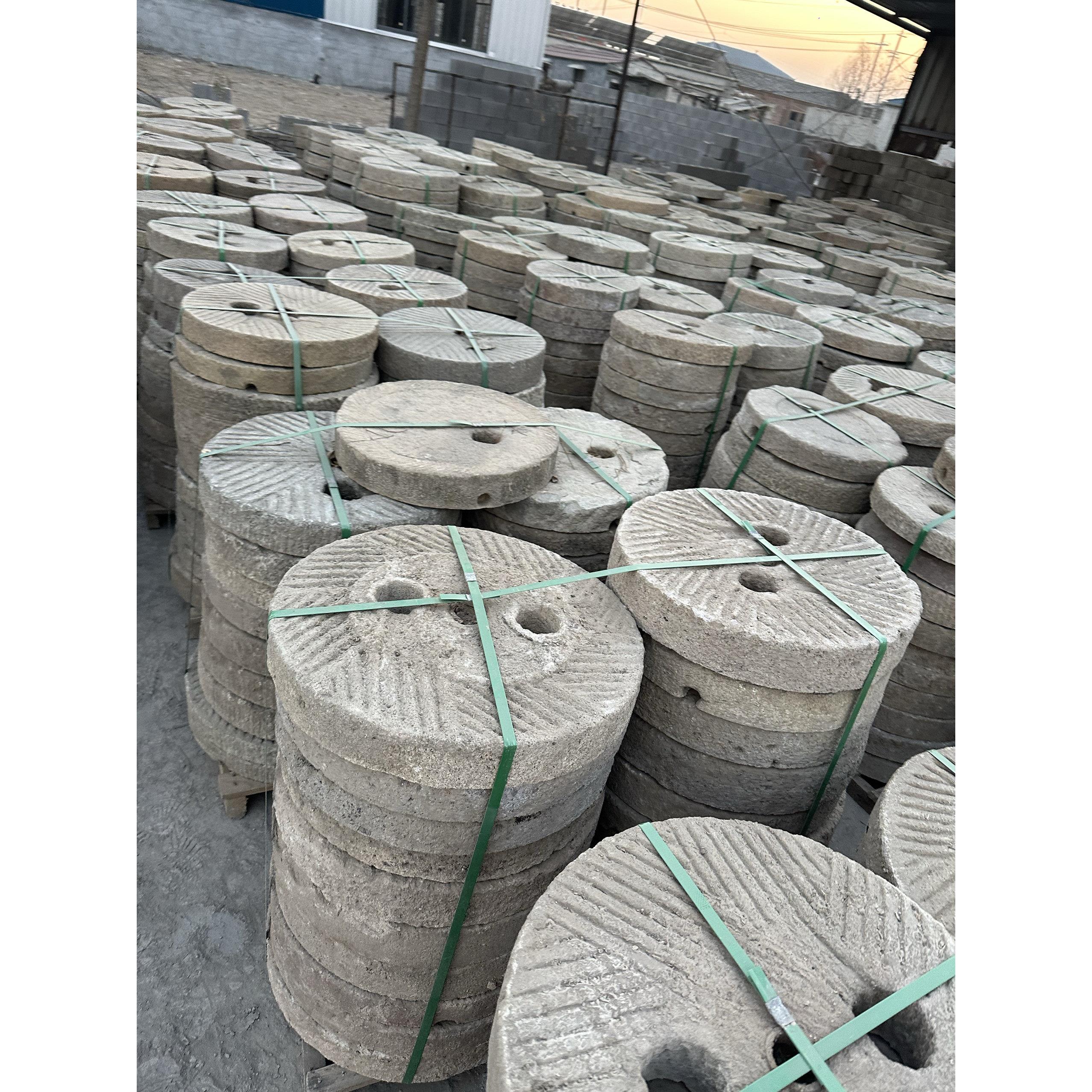 老石磨石碾子大碾盘旧磨盘切片铺路石茶桌流水茶台摆件装饰庭院