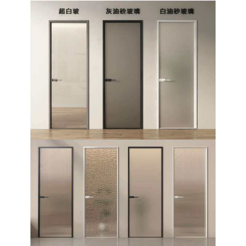 卫生间门厨房门厕所门洗手间门阳台门钛镁铝合金钢化玻璃门定作厂