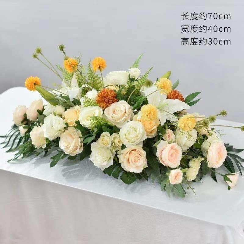 会议桌花长桌摆花仿真花商务活动签到台电视柜茶几装饰台花餐桌花