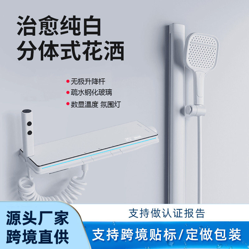 外贸增压恒温淋浴花洒套装无顶全铜简易浴室分体式家用小户型数显