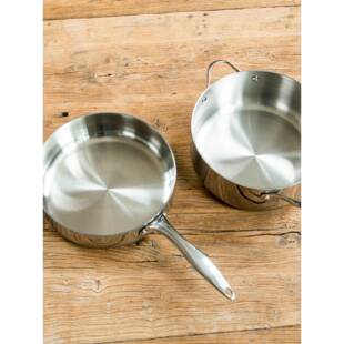 很好用出口尾货316不锈钢平底煎锅双耳汤锅5L 五层钢一体成型26cm