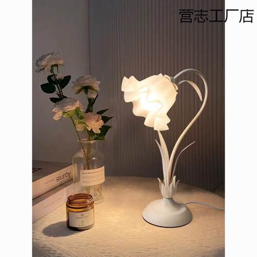 卧室床头台灯网红风浪漫少女田园花朵灯出租房装饰氛围灯具
