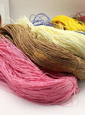 厂家按公斤直销 彩色拉菲草纸绳直径1.5-2mm编织环保绿色双股纸绳