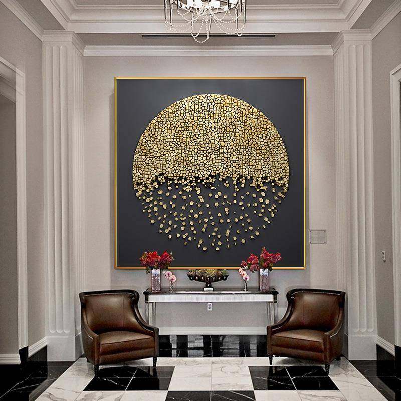 抽象装饰画现代简约餐厅挂画几何客厅酒店客房书房金箔壁画