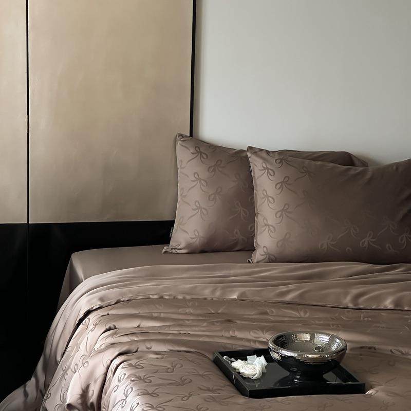 新款夏季凉感60s提花兰精天丝四件套真丝裸睡床品丝滑床单被套