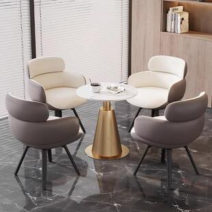 办公室会客接待桌椅组合轻奢商务洽谈展厅一桌四椅售楼处会议椅子
