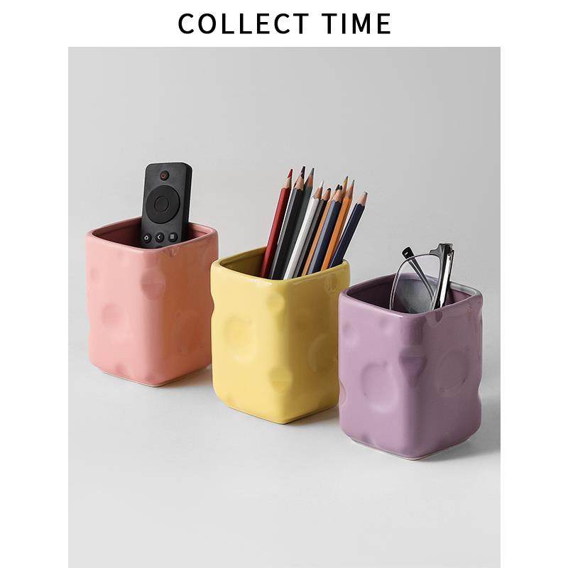 桌面办公室笔筒感可爱复古化妆刷桶梳子眉笔筒创意陶瓷收纳盒,3C数码配件,其它配件,淘宝优惠券,粉丝福利购,淘宝优惠卷