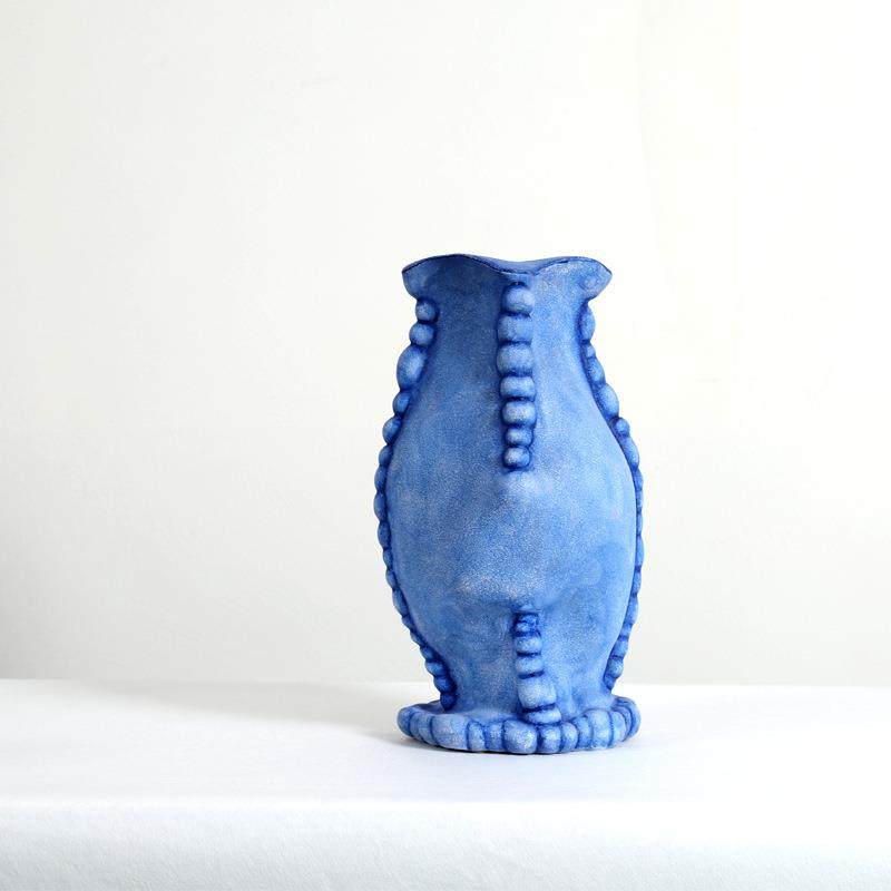 现代简约抽象几何扭曲泥石流造型陶瓷摆件轻奢小众牛仔蓝色花瓶,3C数码配件,其它配件,淘宝优惠券,粉丝福利购,淘宝优惠卷