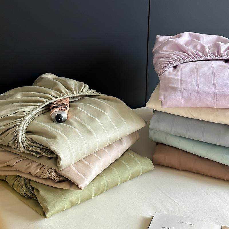 60支长绒棉床笠全棉席梦思床垫保护套提花贡缎纯棉床罩三件套