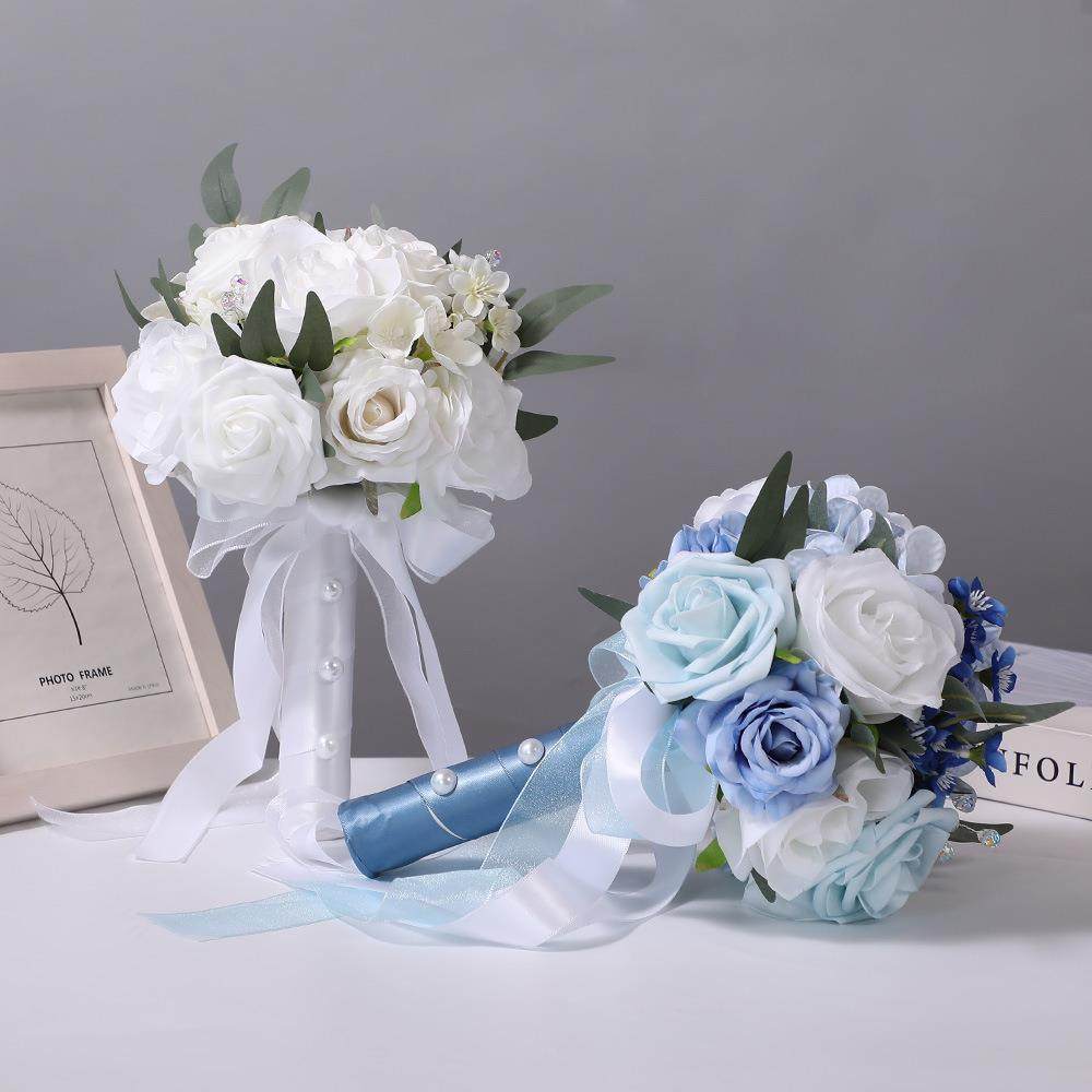 新款西式婚庆用品新娘手捧花仿真玫瑰花束森系拍摄道具手捧花束