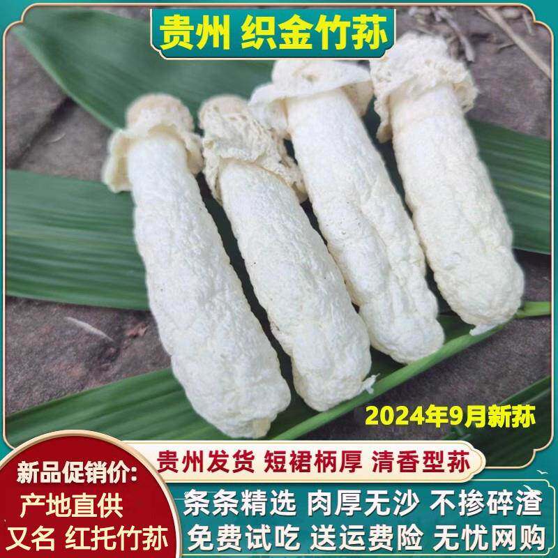 贵州织金竹荪干货竹笙竹参厚肉新鲜红托竹荪短裙竹孙干竹荪土特产