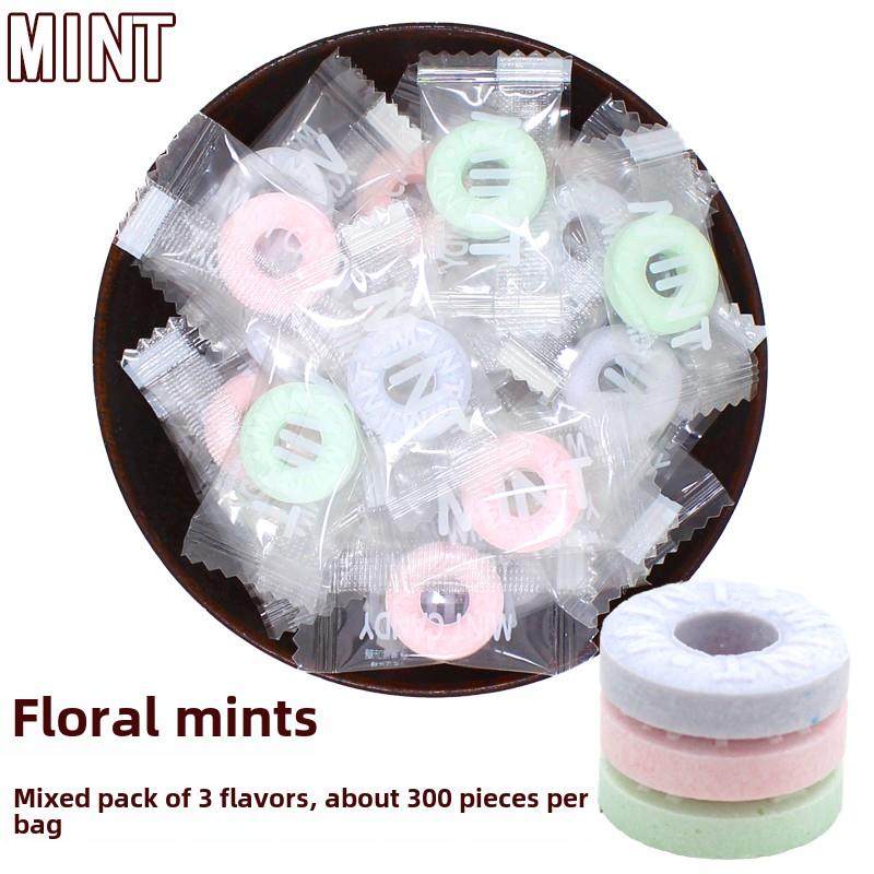 花香薄荷糖清凉圈圈薄荷糖压片清新口气招待500g包邮