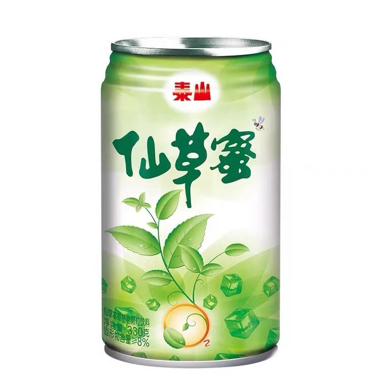 泰山仙草蜜330ml罐装凉茶烧仙草清凉植物果粒饮料【易凹罐慎拍】