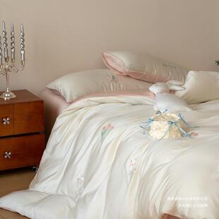 少女心公主玫瑰春夏100支兰精天丝四件套冰被套床单丝滑床上用品