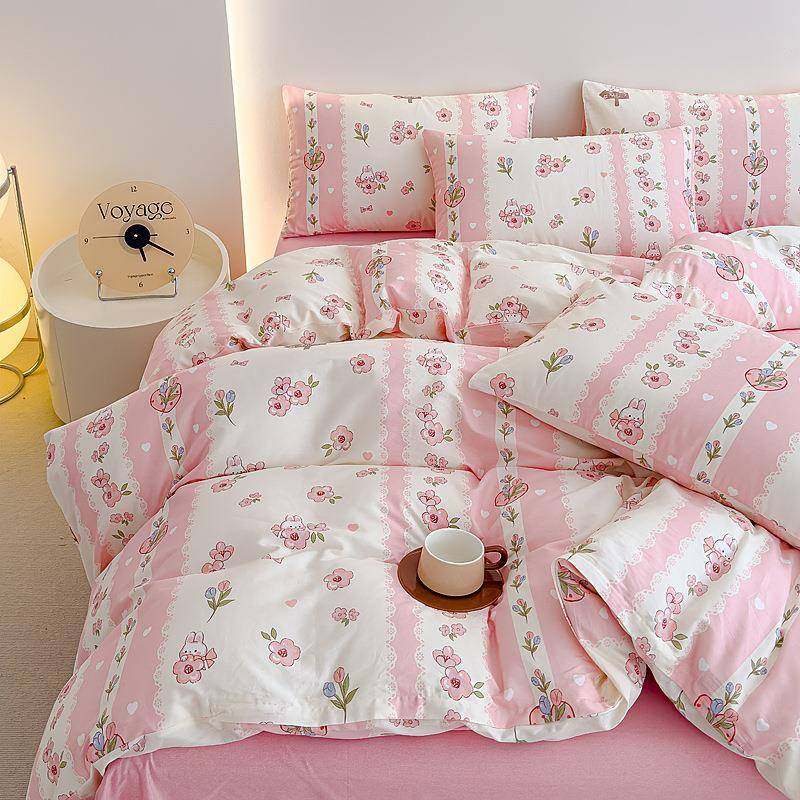 小碎花纯棉印花四件套小清新双层纱泡泡棉小竺棉单被套厂家