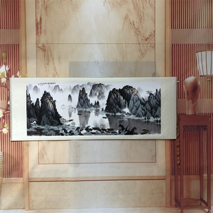 客厅办公室新中式挂画白雪石 千峰竞秀高清微喷田园桂林山水画芯