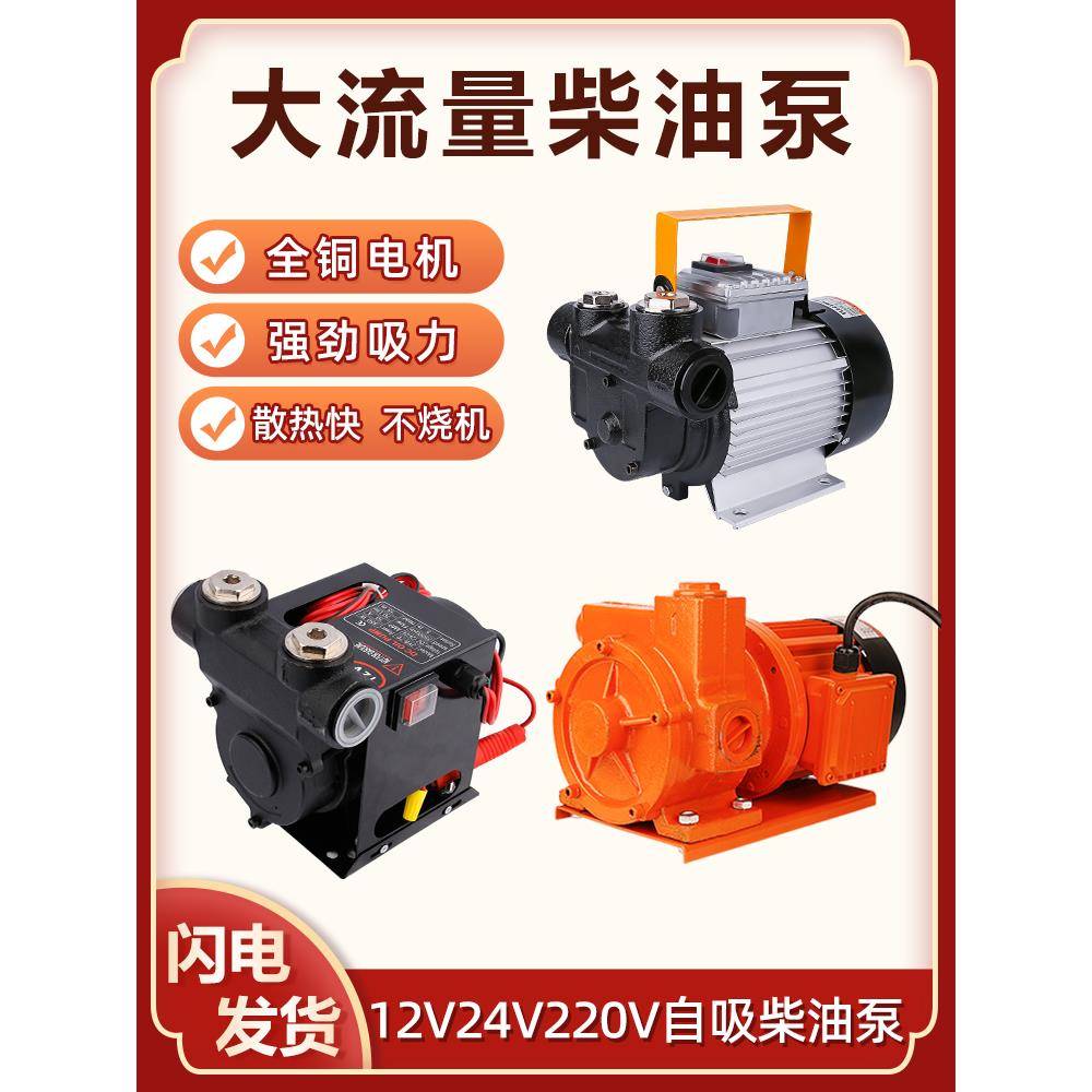 12V/24v直流柴油泵加油泵抽油泵自吸泵柴油吸油器大功率柴抽油机