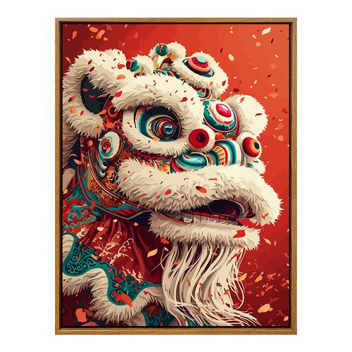中国风醒狮数字油画diy填充填色国潮龙新年手工绘油彩画装饰挂画