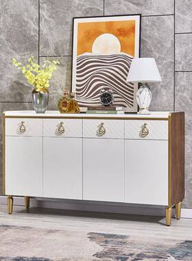 至高美轻奢风实木餐边柜简约现代酒柜胡桃色白色玄关柜储藏柜