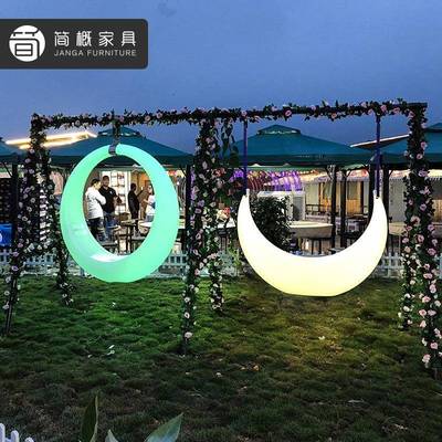 户外网红秋千庭院夜光吊椅摇摇椅小区民宿度假村打卡发光月亮秋千