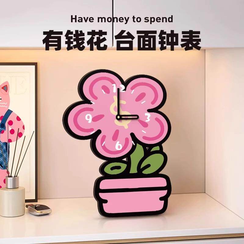 有钱花多巴胺客厅电视柜摆件钟表装饰画玄关斗柜创意座钟摆台时钟