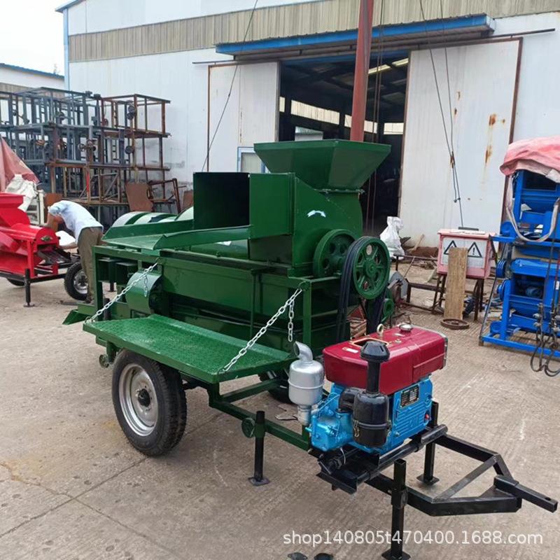 柴油机大型多功能脱粒机四轮牵引拖车玉米稻麦打粒机电动打谷子机