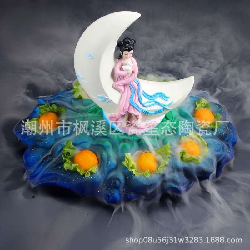 网红餐厅酒店意境菜干冰创意餐具火锅店虾滑鱼丸特色美女造型餐具