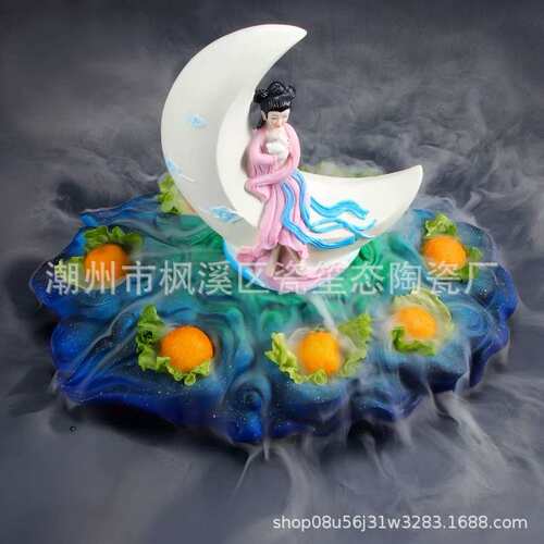 网红餐厅酒店意境菜干冰创意餐具火锅店虾滑鱼丸特色美女造型餐具