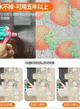 凯贝嘉玻璃贴纸小清新浴室厕所门窗户防窥磨砂膜透光半透明防水