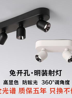 明装防眩双头三头射灯折叠吸顶筒灯可调角度照画阳台餐厅led灯