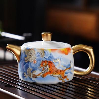 瓷都德化传统手工鎏金彩绘西施鎏金陶瓷茶具