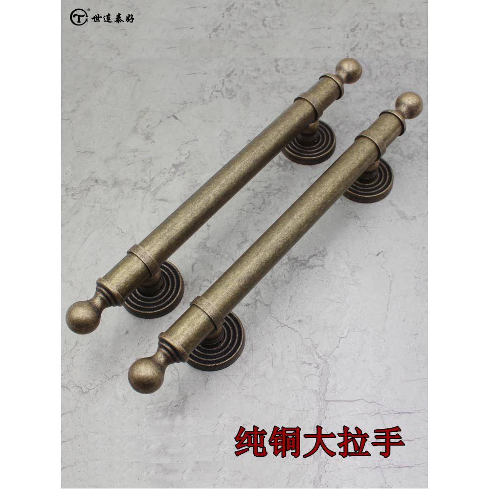 纯铜复古黑色现代中式商店铺门把手红古铜明装对开门木门大拉手