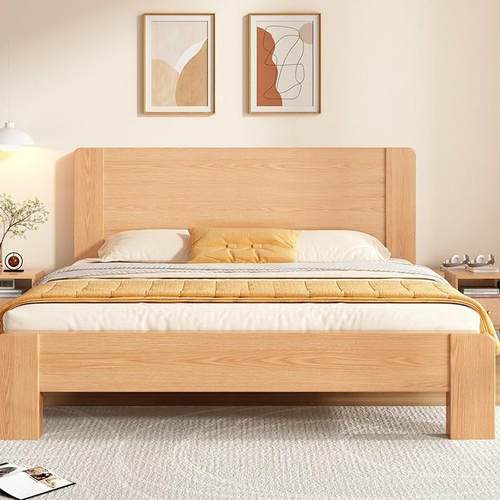 全实木床1米8双人床家用卧室大床原木橡木简约出租房1.2米单人床