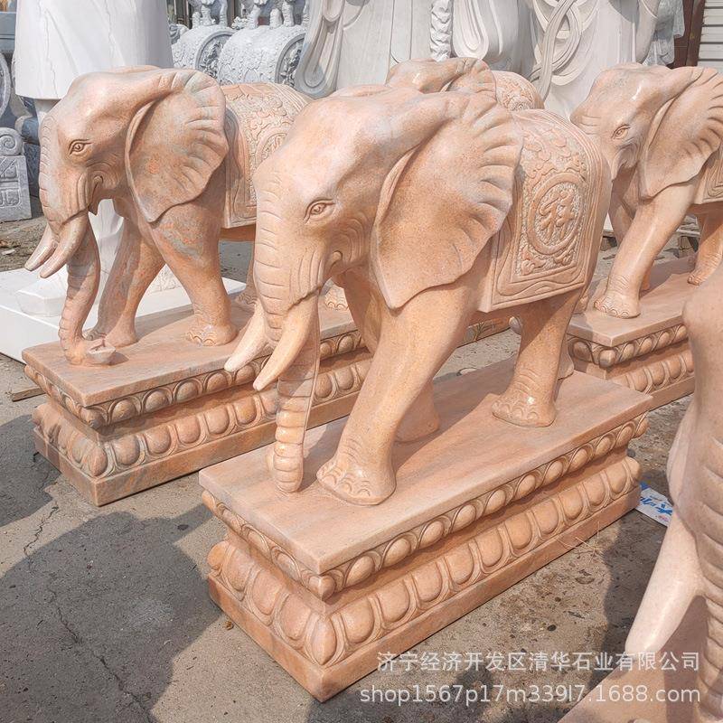厂家直供石雕花岗岩大理摆件一对工艺品动物雕塑门口摆件