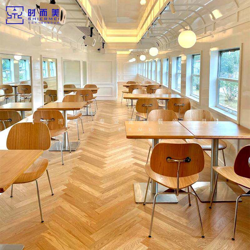 原木风简餐主题餐厅桌椅组合网红咖啡奶茶甜品蛋糕店休闲餐椅商用