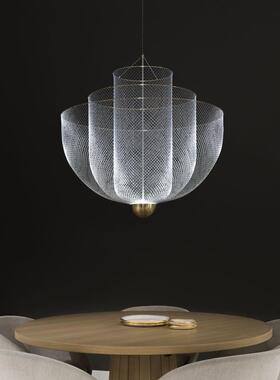新款后现代设计师简约出口吊灯网格金属设计客厅餐厅光影吊灯LED