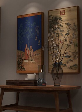 米亦堂x乾隆皇帝 郎世宁新中式古人物茶馆餐厅客厅玄关装饰画挂画