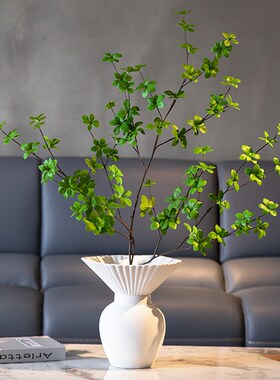 新中式简约皱褶花瓶艺术民宿奶油风陶瓷客厅家居样板间禅意插花器
