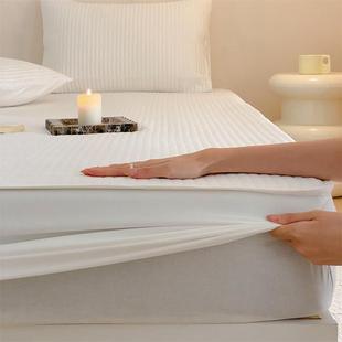 全棉绗缝夹棉床笠床垫保护套 纯色防滑床笠套1.8m 纯棉可机洗床罩