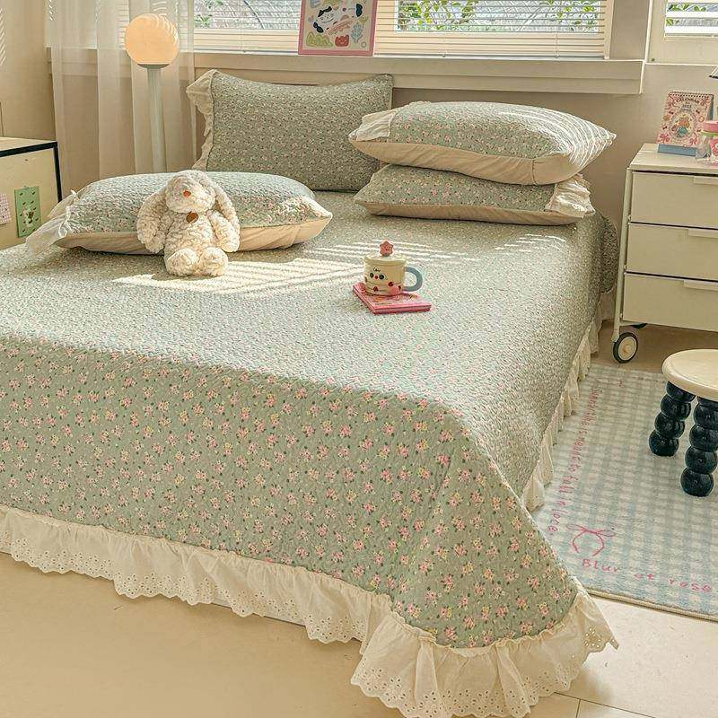 韩版全棉花边床盖件套柔软舒适全棉多层纱夹棉床单防滑四季款,五金/工具,五金工具箱/五金收纳箱,淘宝优惠券,粉丝福利购,淘宝优惠卷