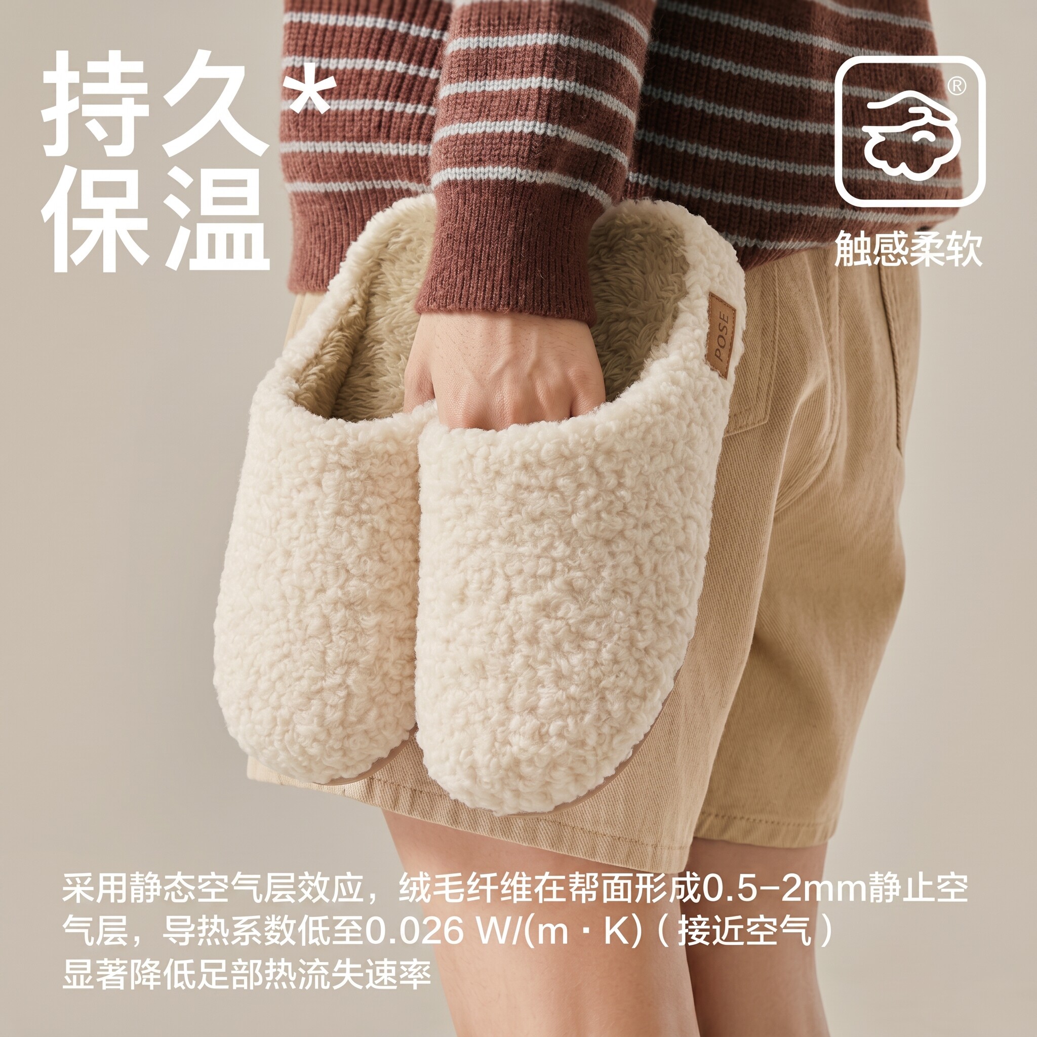 朴西冬季防滑保暖毛毛绒棉拖图片