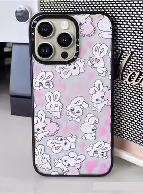 CALG黑色顽皮小白兔适用苹果手机壳iphone11 12 13 14 15 16 17promax新款外壳高级感小众磁吸2025网红爆款