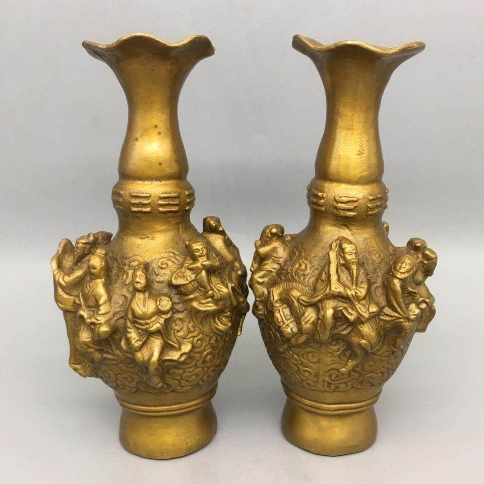 铜器八仙花瓶铜八仙过海家居蜡台摆件工艺品摆件