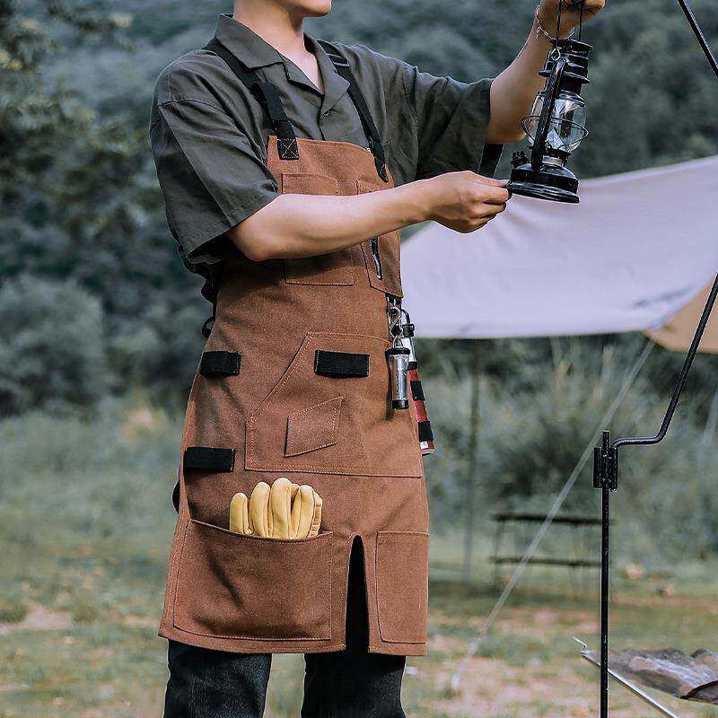 户外工作服牛仔帆布画师围裙防污防水园艺师围腰男女背带大号围裙