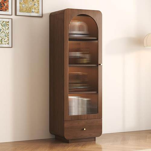 复古中古玻璃餐边柜酒柜展示置物靠墙家用客厅立柜电视柜窄柜储物