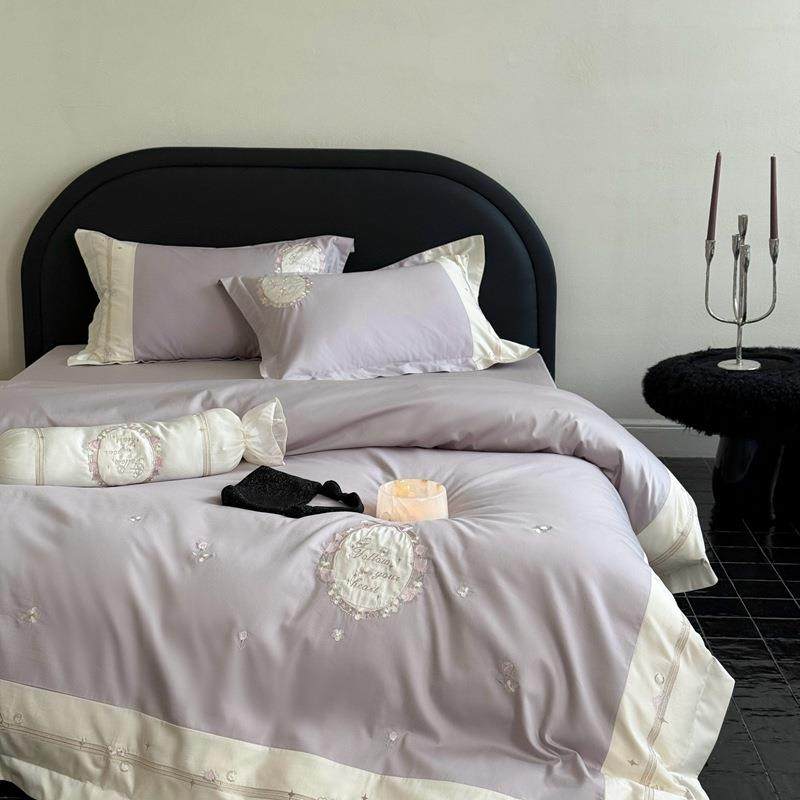 2025新款100S高端法式轻奢长绒棉高精密刺绣四件套少女心床品