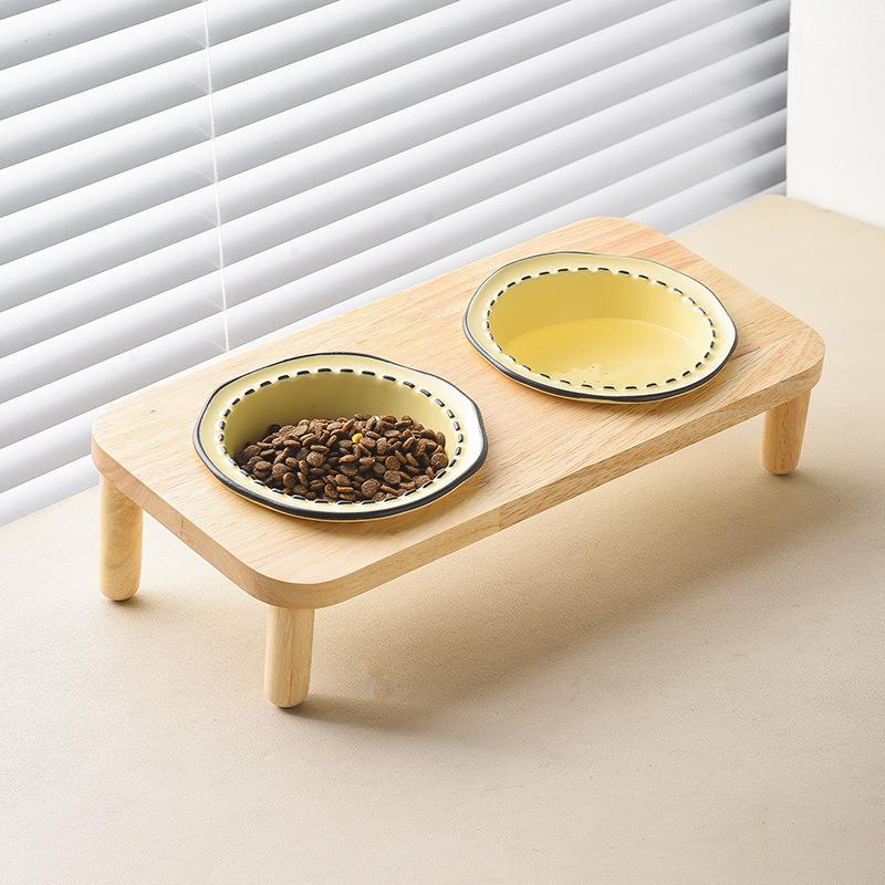 猫咪双碗成猫幼猫瓷碗防打翻猫食碗陶瓷宠物碗猫碗狗狗碗宠物用品