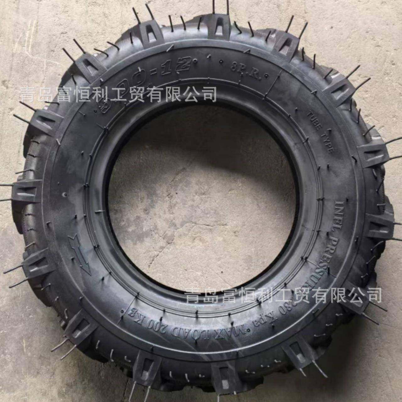 5.00-12橡胶充气轮小型农业机械轮子人字胎旋耕机微耕机真空外胎