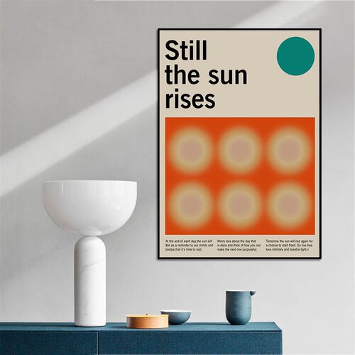 sun rises 日出光晕彩色复古法式 抽象简约北欧家居海报 装饰画