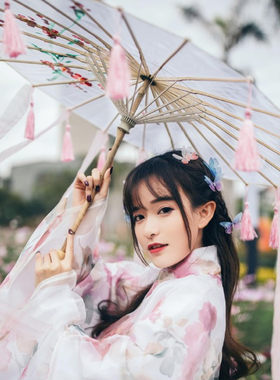 包邮走秀舞蹈伞带穗子飘带流苏伞 大红色油纸伞长柄伞婚礼装饰伞